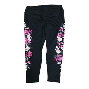 Torrid size 3 black active high rise pink floral print leggings nwt